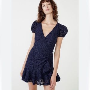 NWT Bardot Navy Lace Back Tie Mini Dress